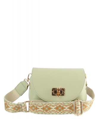 Bamboo Twist Lock Flap Crossbody Bag LD155 MINT